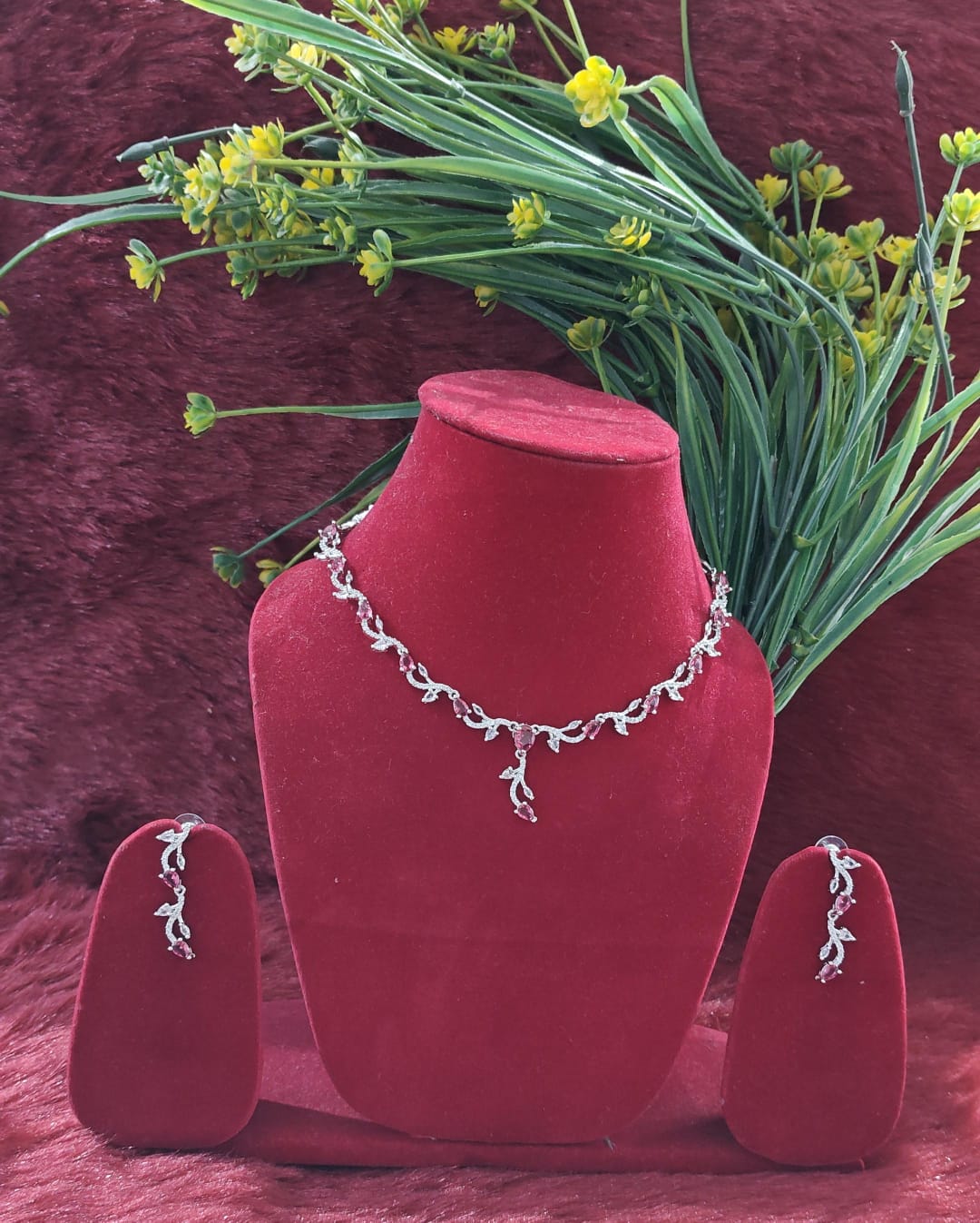 Elegant American Diamond (AD) Necklace with Earring (buy 2 get 1)