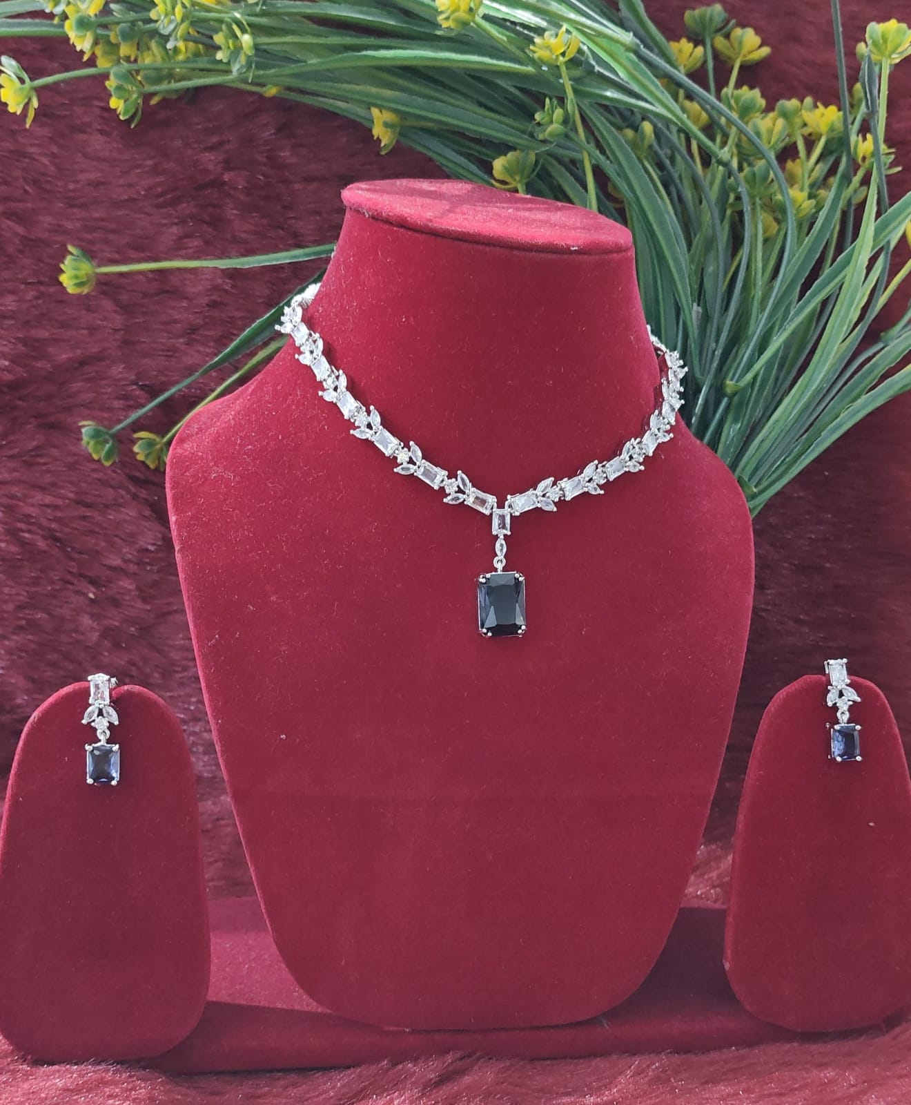 Elegant American Diamond (AD) Necklace with Earring (buy 2 get 1)