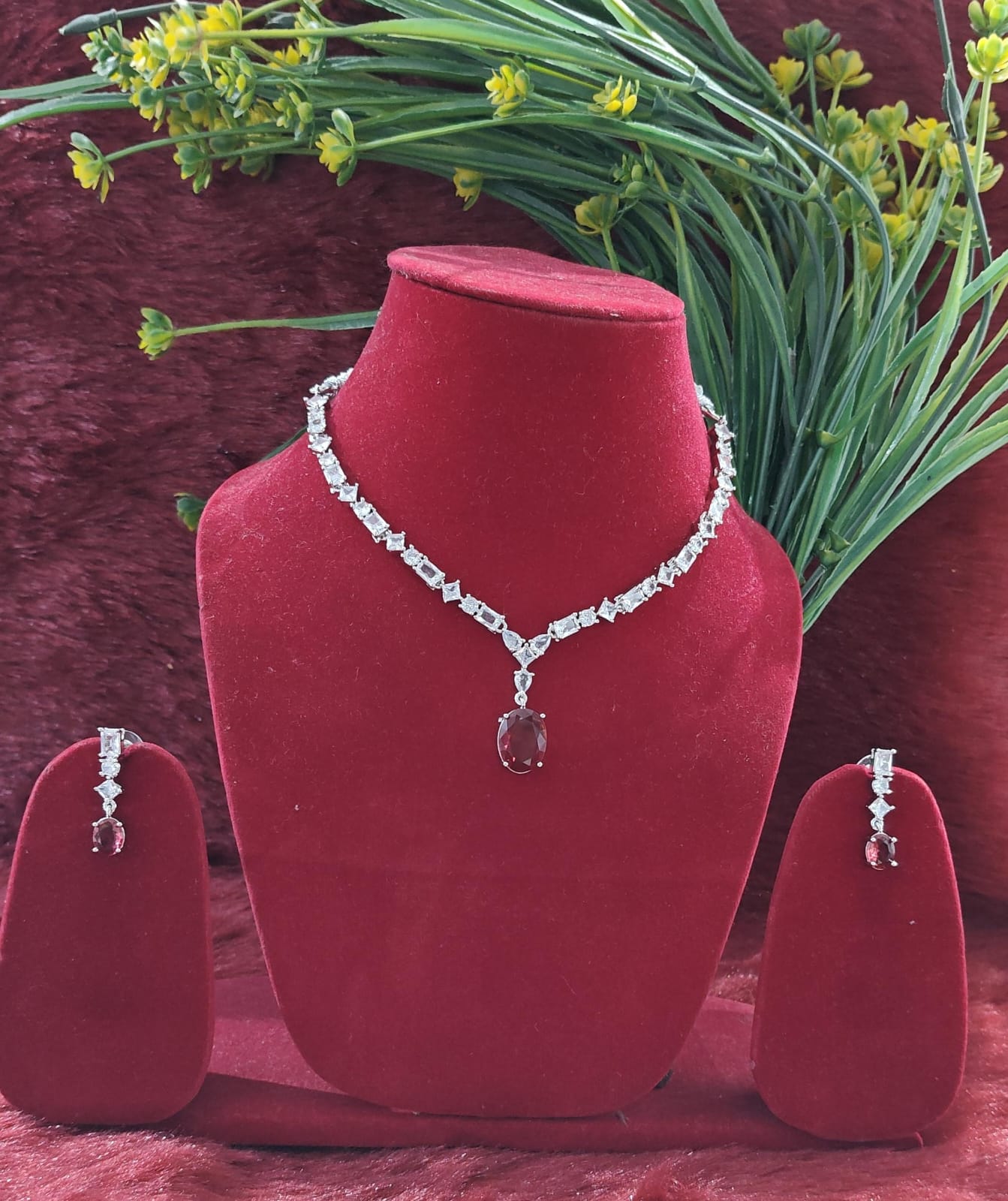 Elegant American Diamond (AD) Necklace with Earring (buy 2 get 1)