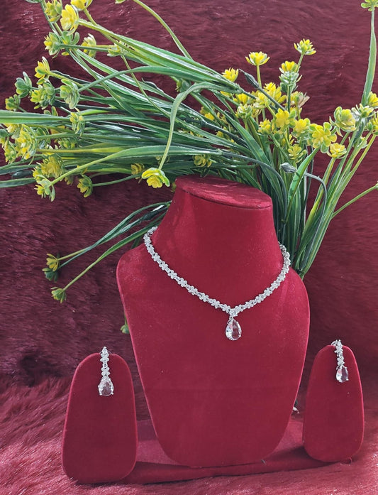 Elegant American Diamond (AD) Necklace with Earring (buy 2 get 1)