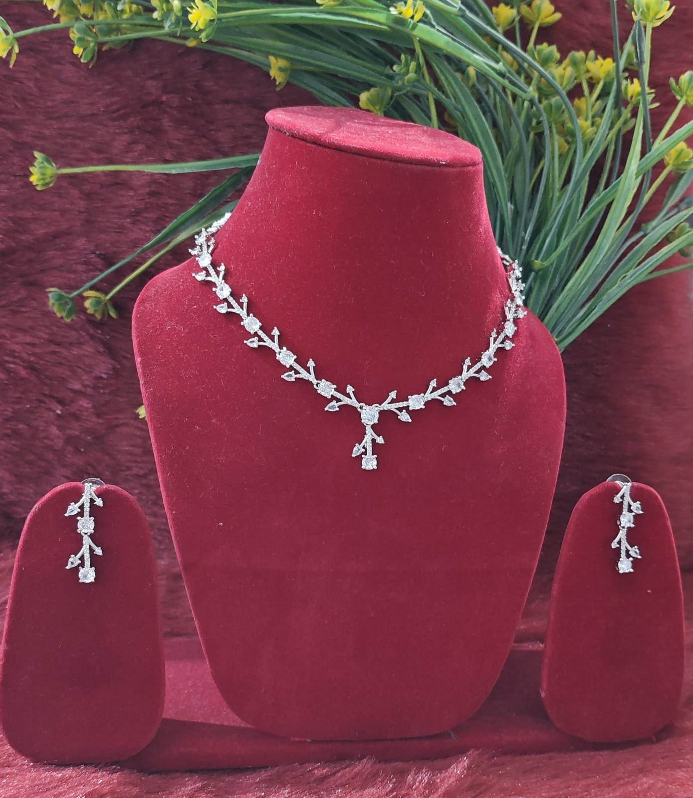 Elegant American Diamond (AD) Necklace with Earring (buy 2 get 1)