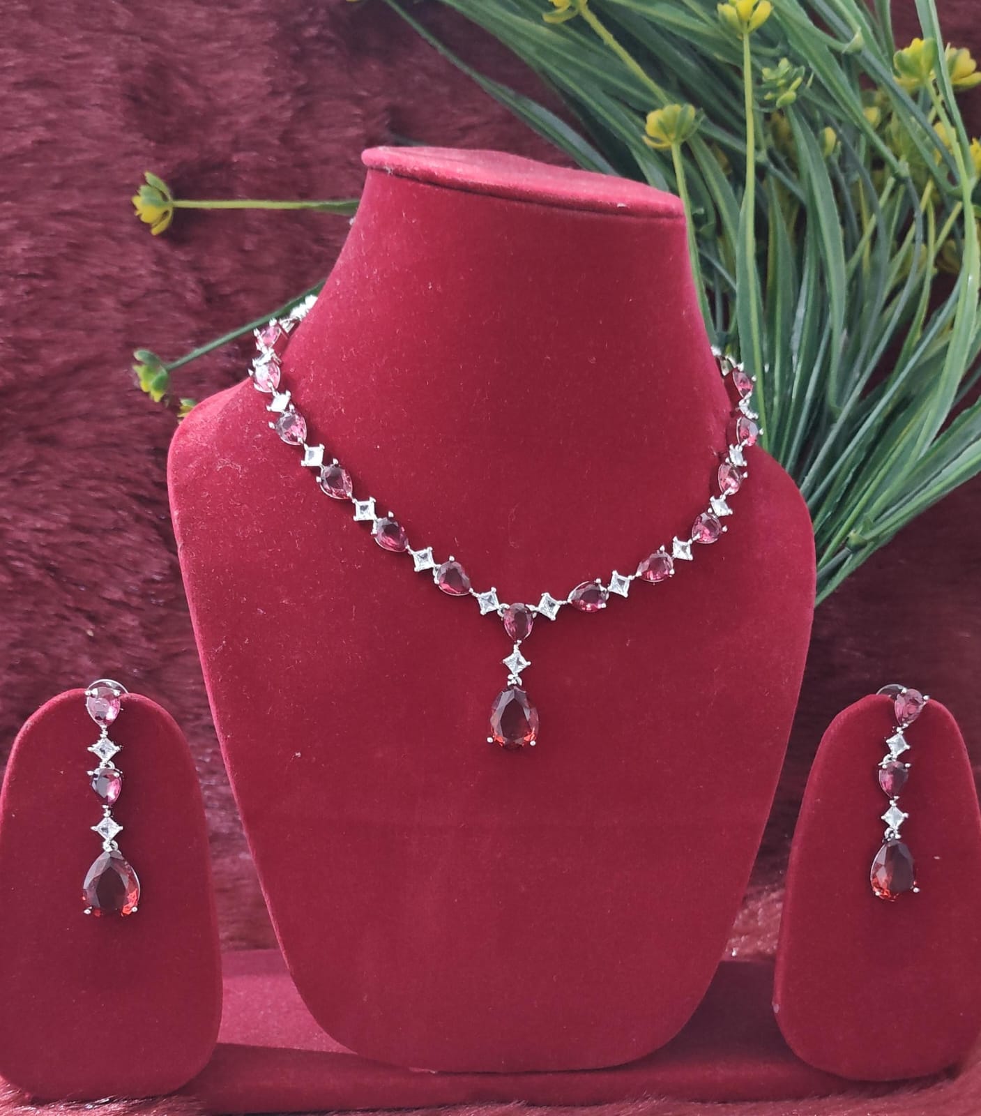 Elegant American Diamond (AD) Necklace with Earring (buy 2 get 1)